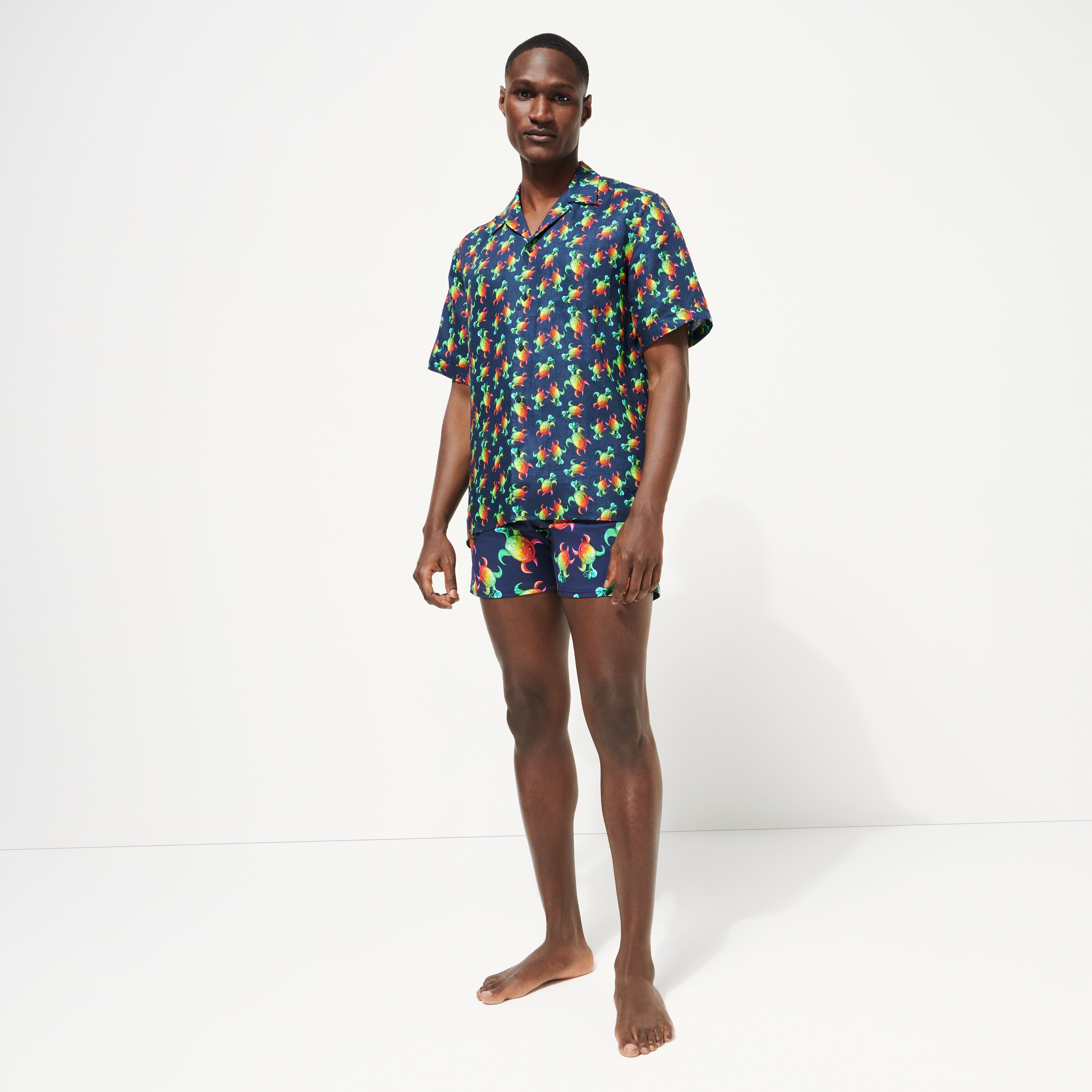 Men Linen Bowling Shirt Tortues Rainbow Multicolor - Vilebrequin x Kenny Scharf - 4