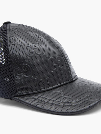 GUCCI GG-embossed leather and mesh cap outlook