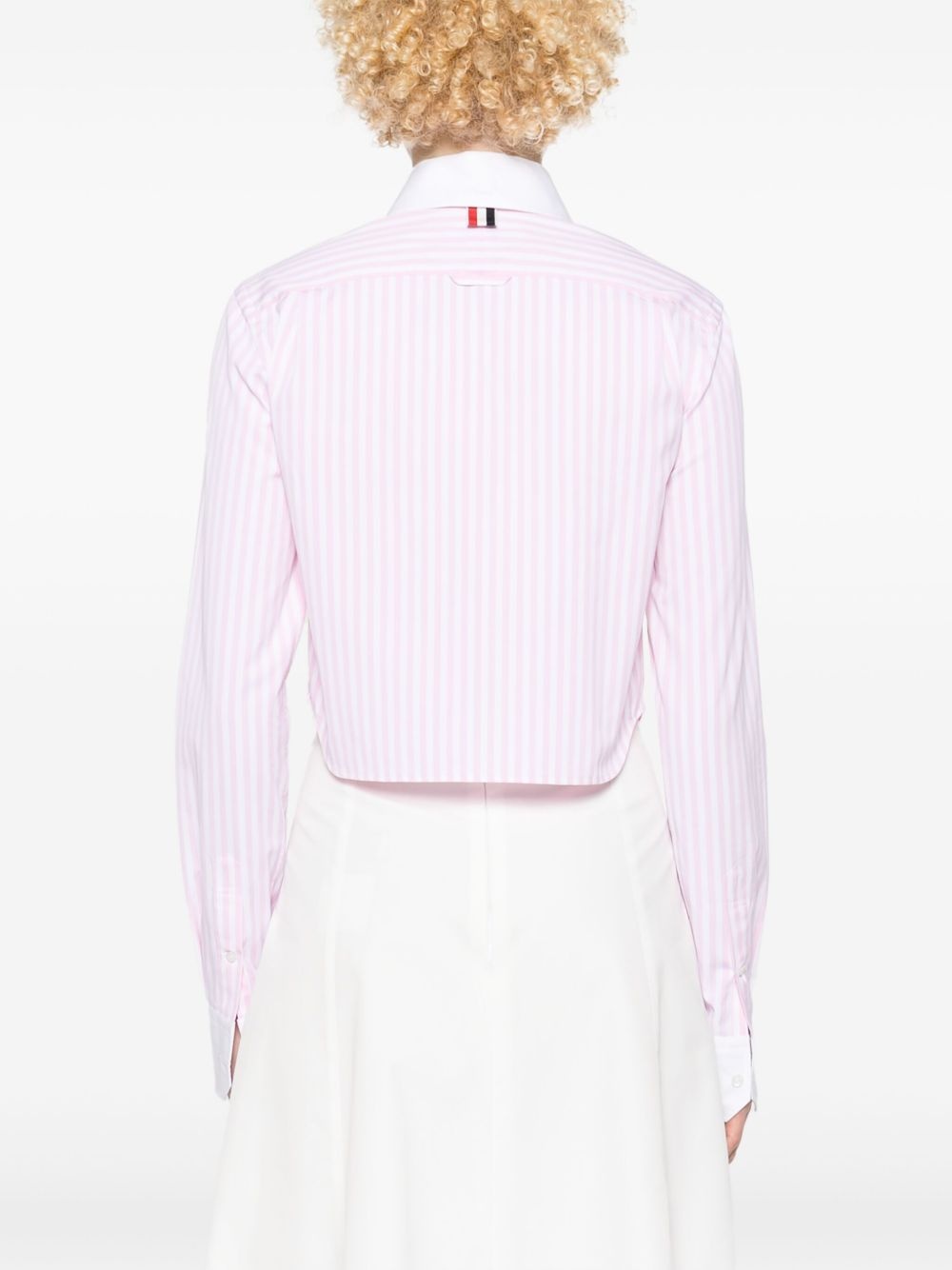striped cotton cropped shirt - 4