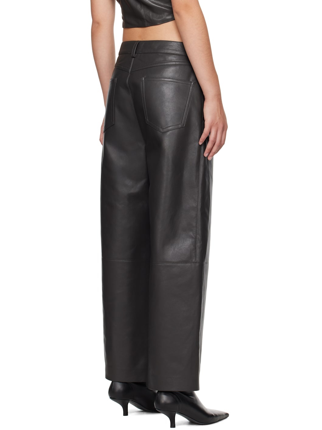 Green Abrah Regenerated Leather Pants - 3