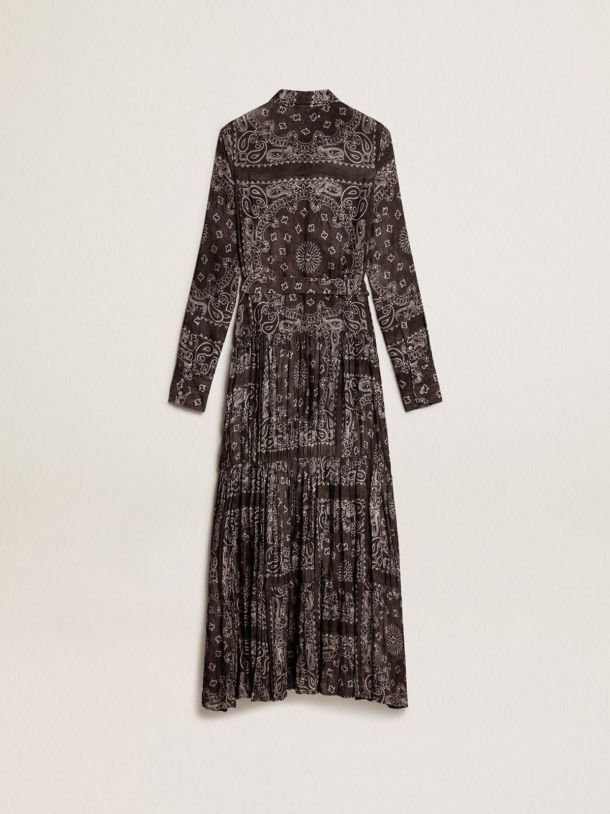 Anthracite-gray shirt dress with paisley print - 6