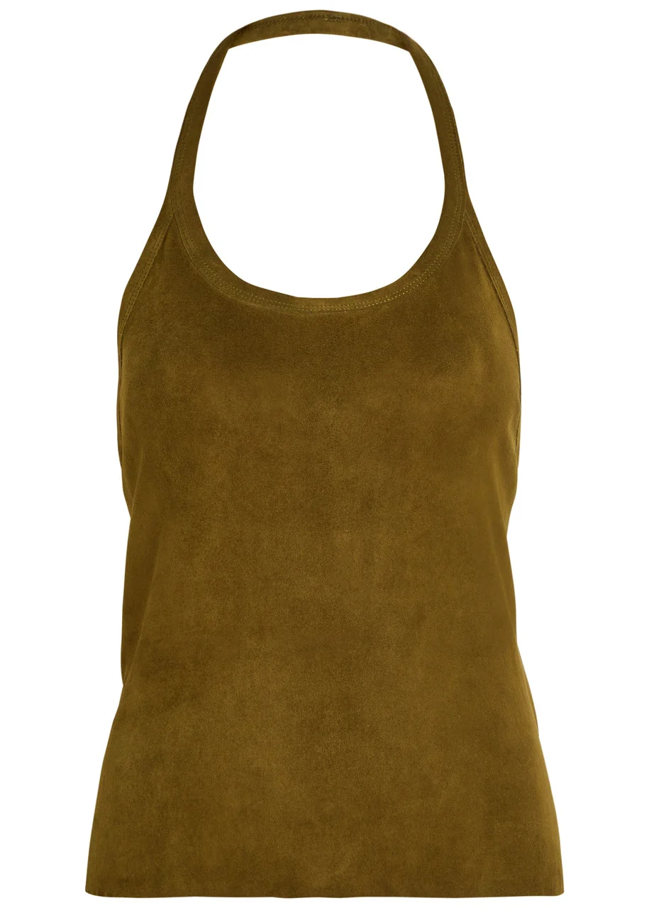 Stouls Cherry Halterneck Stretch-suede top - 1