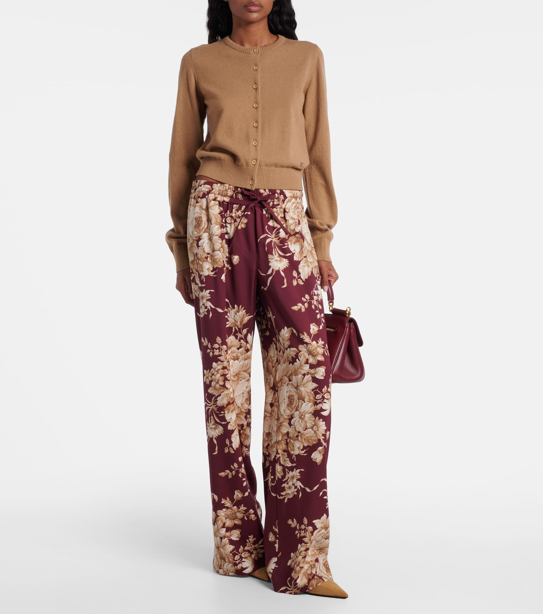 Floral silk-blend wide-leg pants - 2