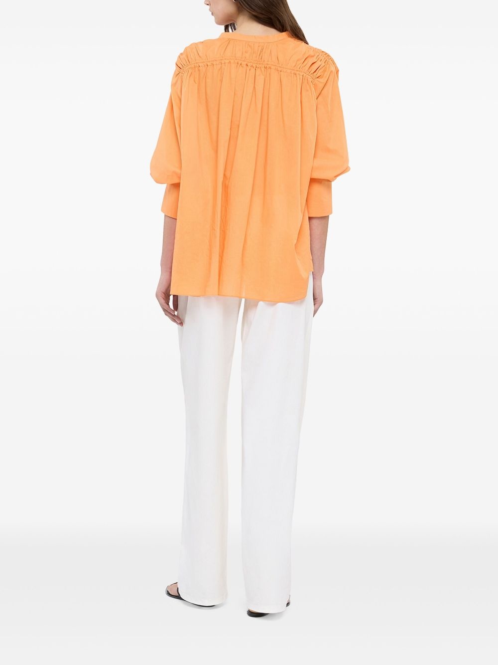 gathered-detail voile blouse - 4