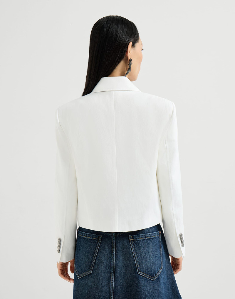 Cotton and paper yarn diagonal blazer with monili 3