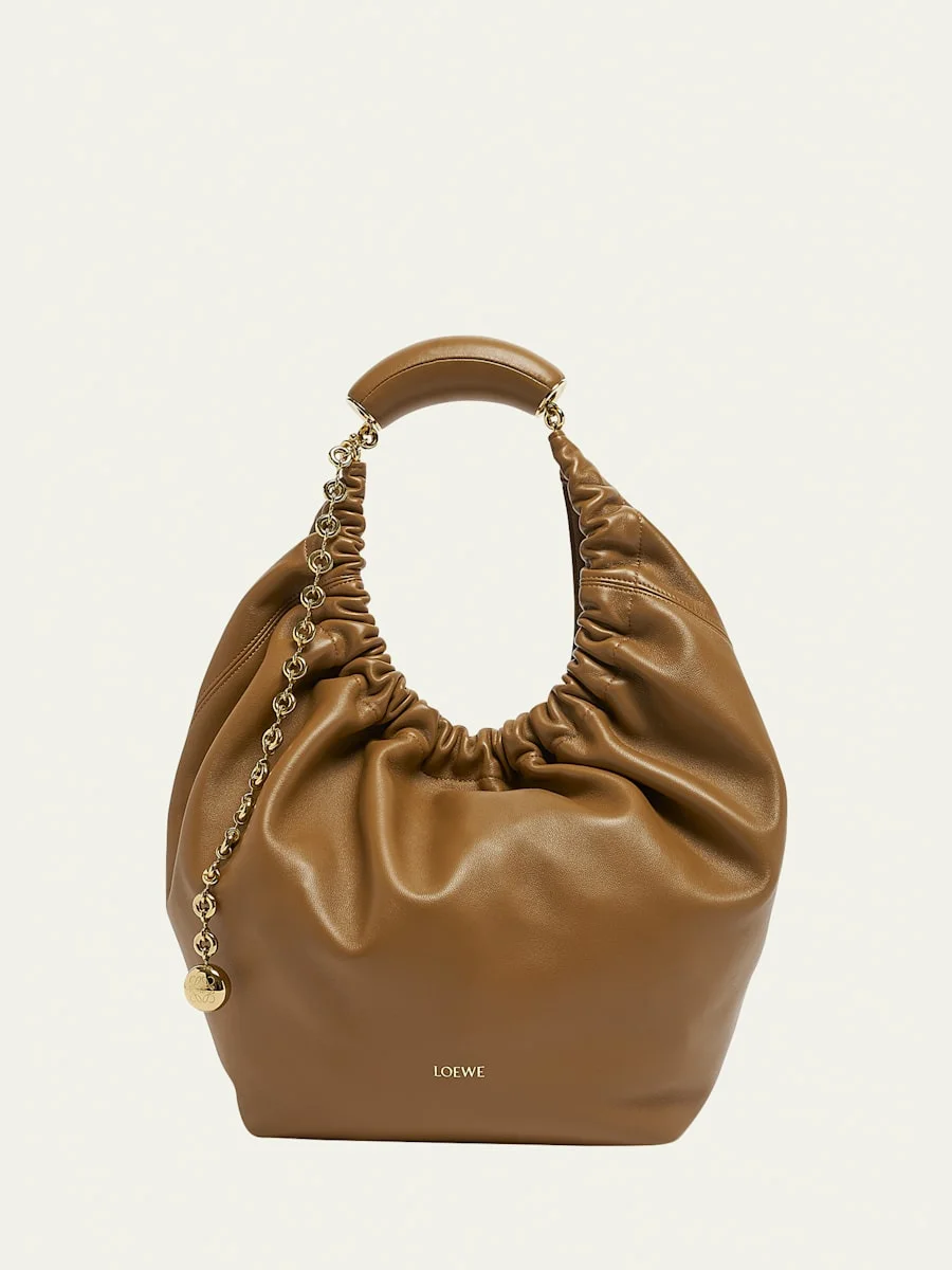 Medium Squeeze Chain Leather Hobo Bag - 1