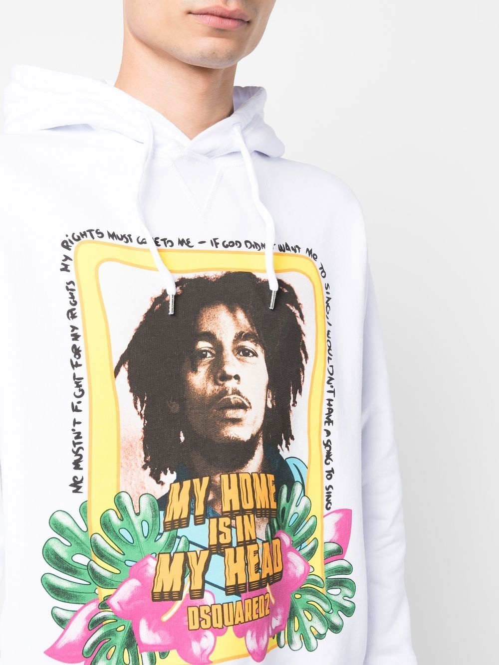 slogan-print cotton hoodie - 5