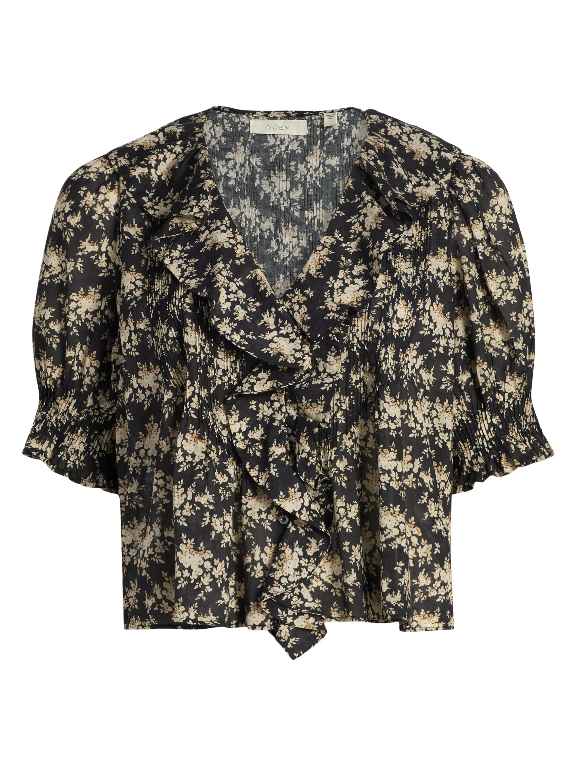 Women's Henri Floral Ruffle Top - Noir Rosier Floral - 1