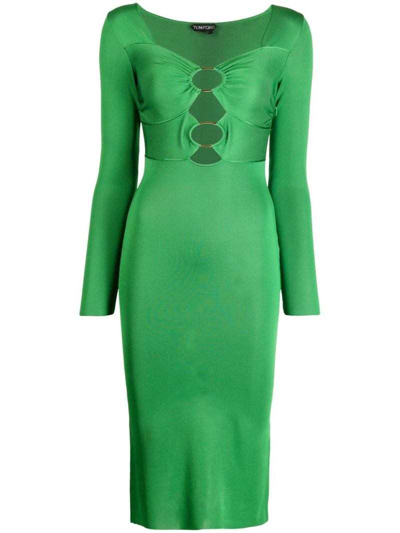 high-shine cut-out midi dress 1