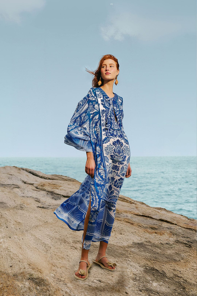 FARM RIO Off-White Delicate Tapestry Maxi Cover Up outlook