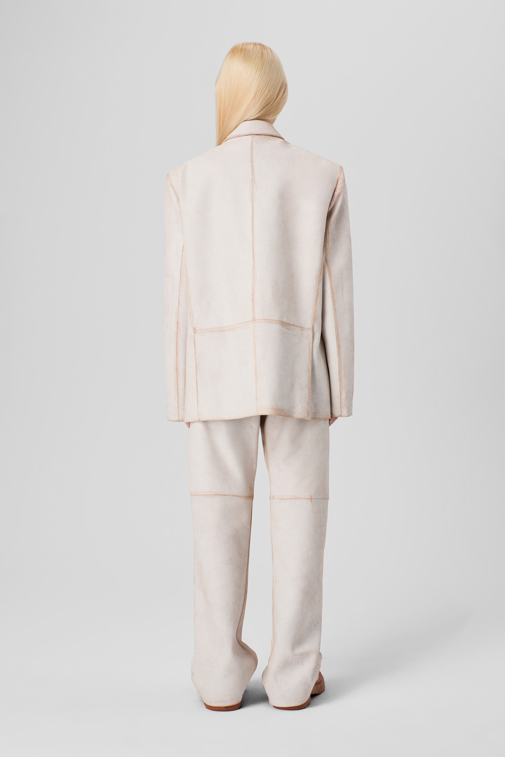 White cracked leather blazer - 5