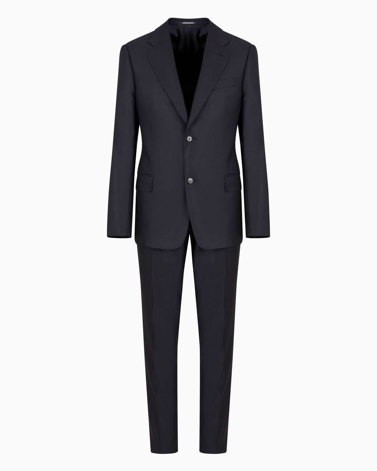Single-breasted suit in a micro-effect jacquard wool and silk - 1