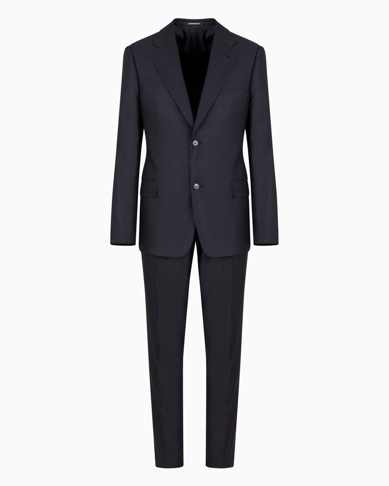 Single-breasted suit in a micro-effect jacquard wool and silk 1