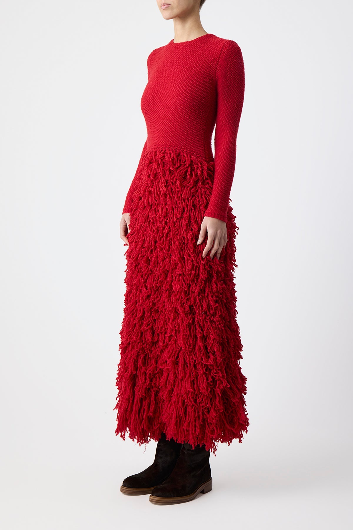 Turner Knit Dress in Scarlet Red Virgin Wool Cashmere Silk - 3