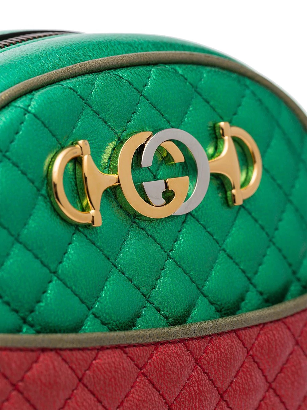 red and green Trapuntata quilted metallic leather cross body bag - 5