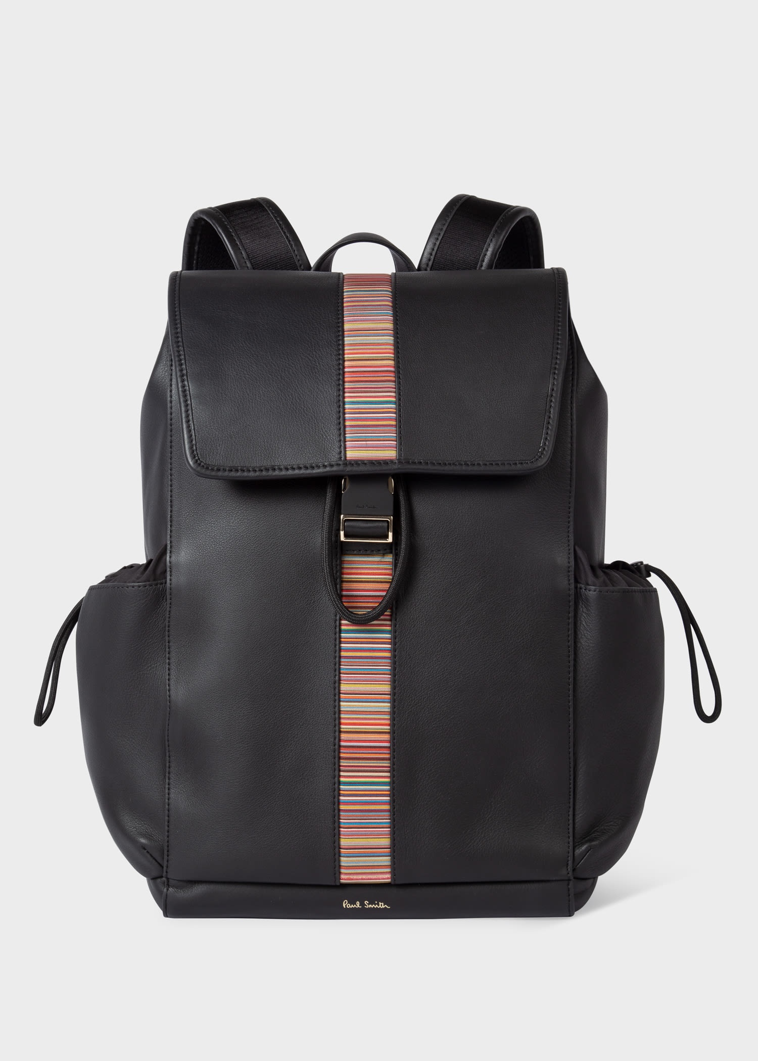 Leather 'Signature Stripe' Flap Backpack - 1