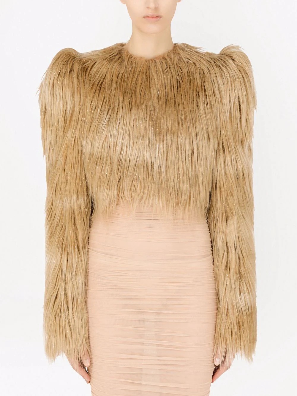 faux-fur cropped jacket - 3