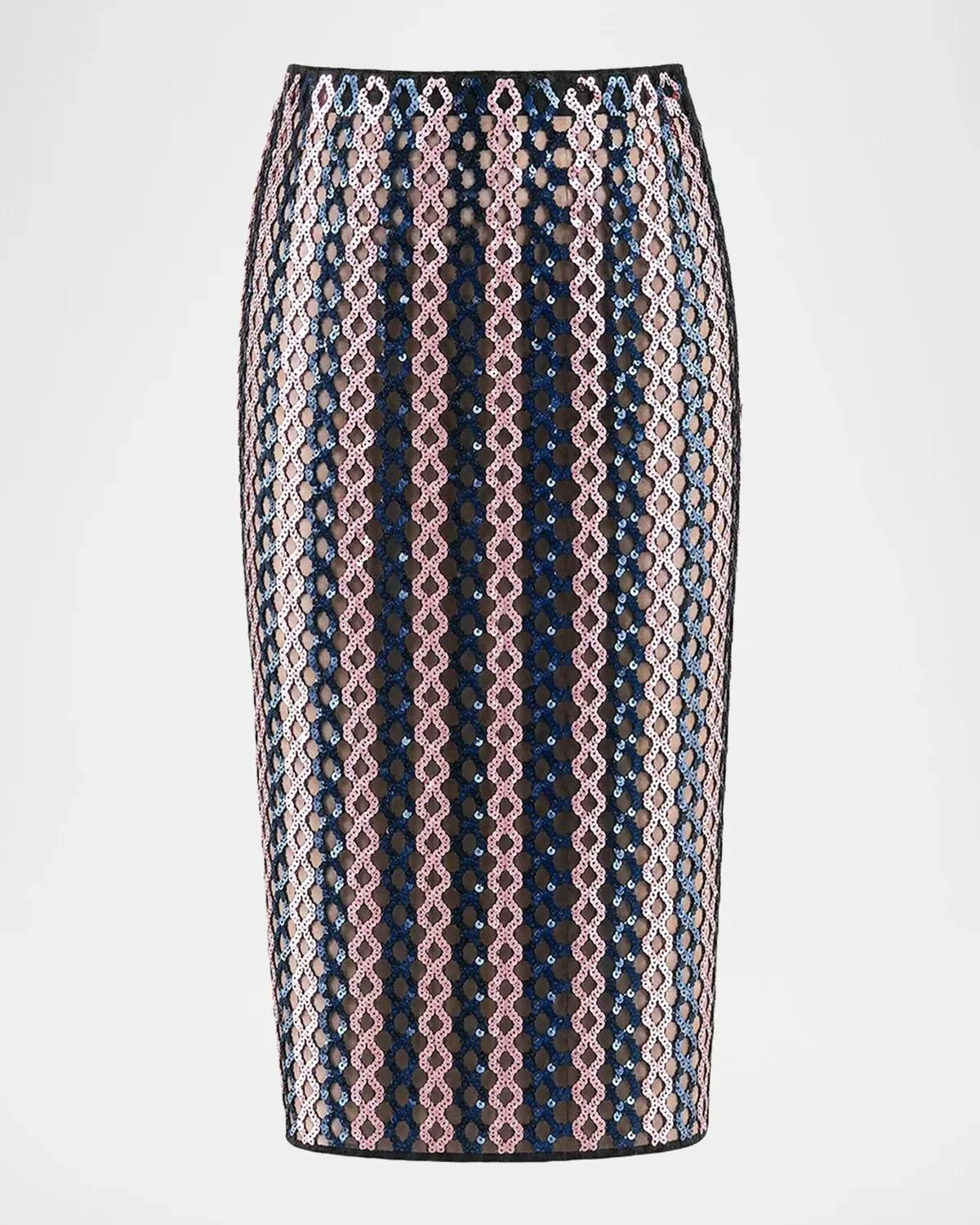 Novo Sequin Striped Midi Pencil Skirt - 1