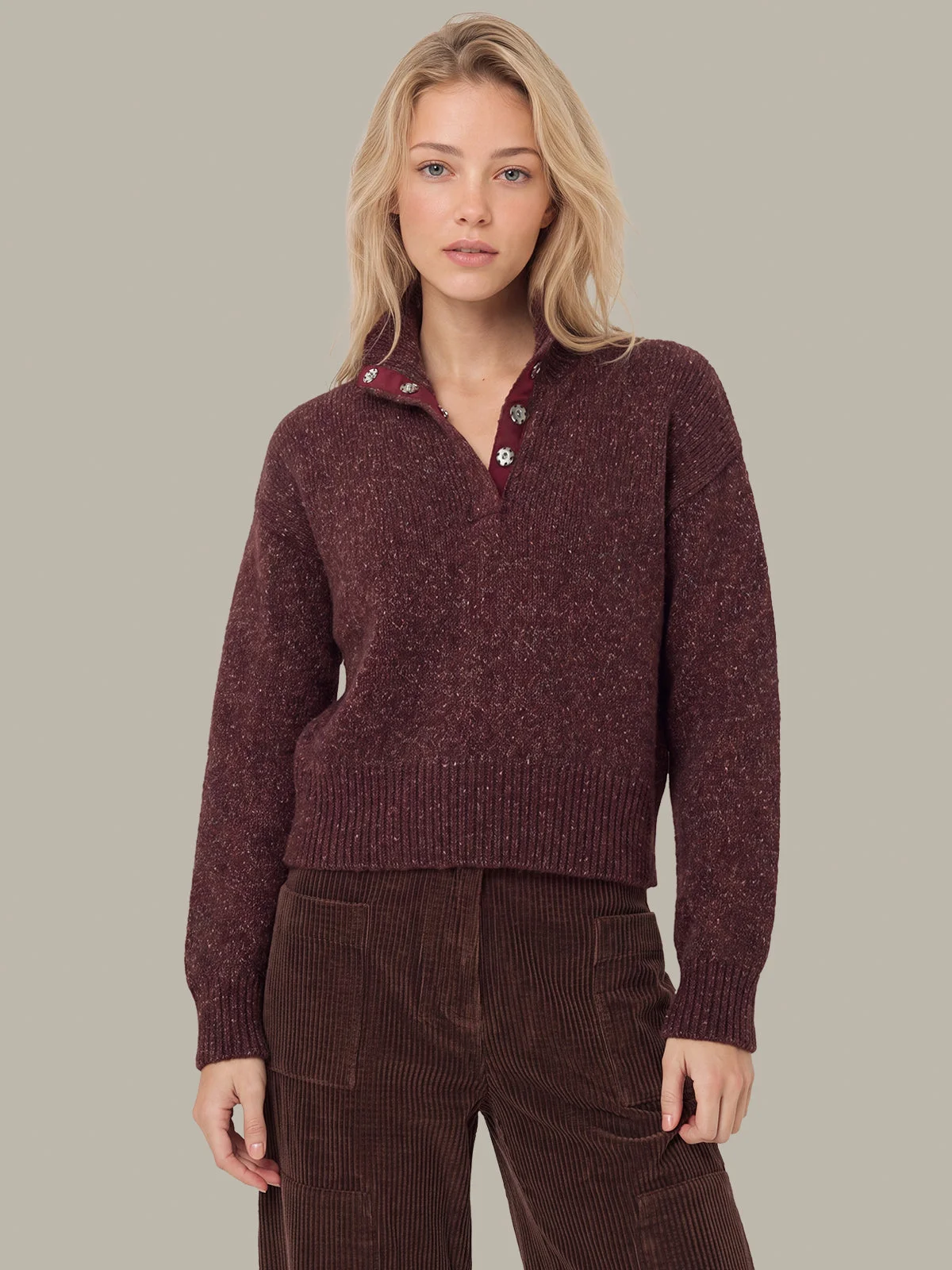 Boxy Snap Front Henley - 1