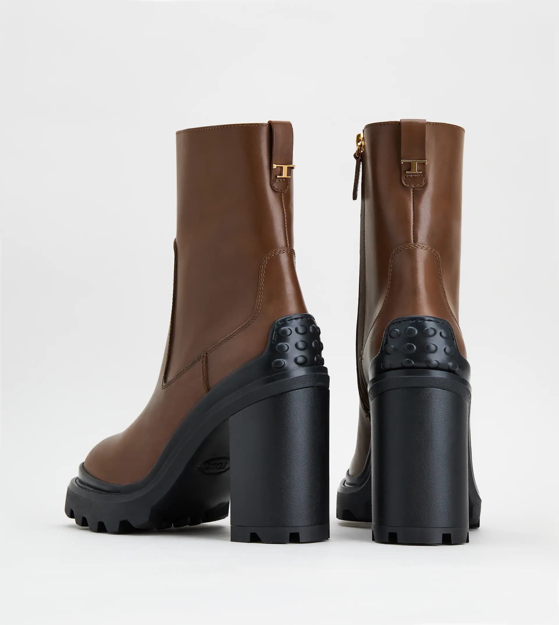 ANKLE BOOTS IN LEATHER - BROWN - 3