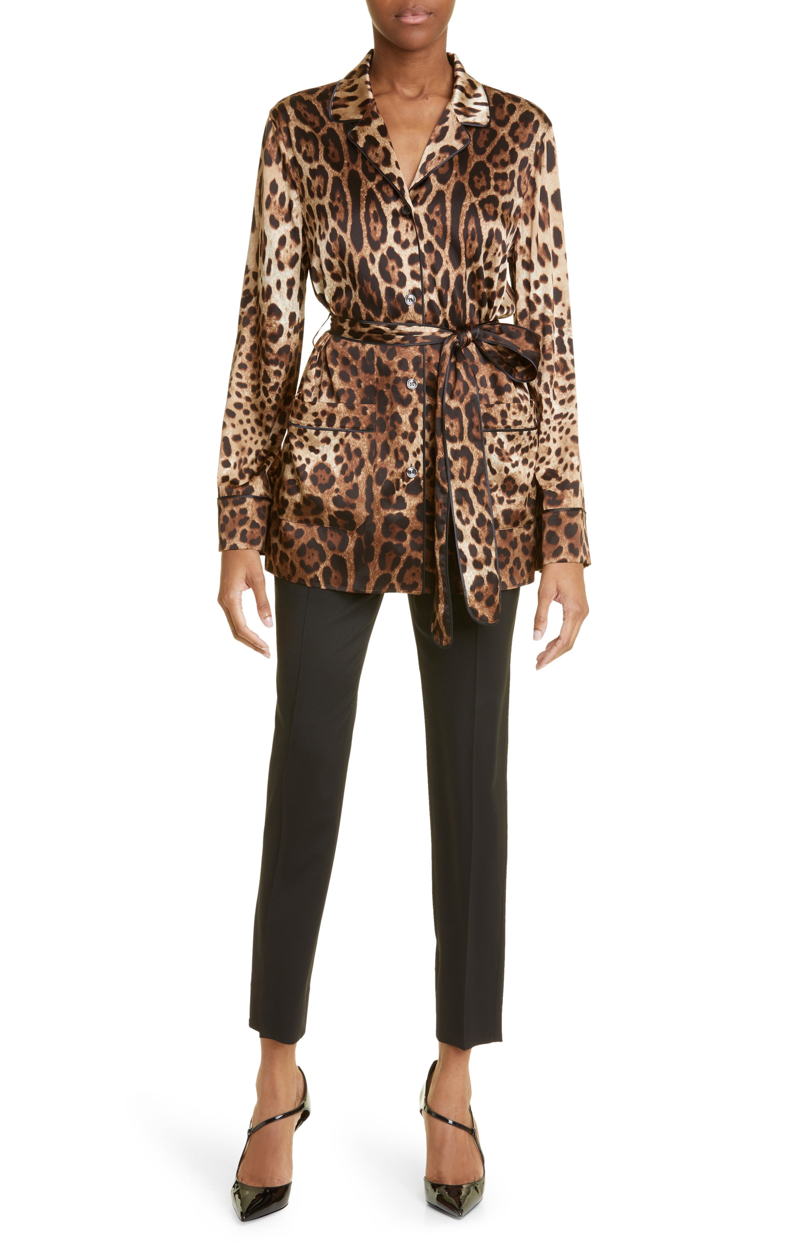 Leopard Print Satin Blouse - 2
