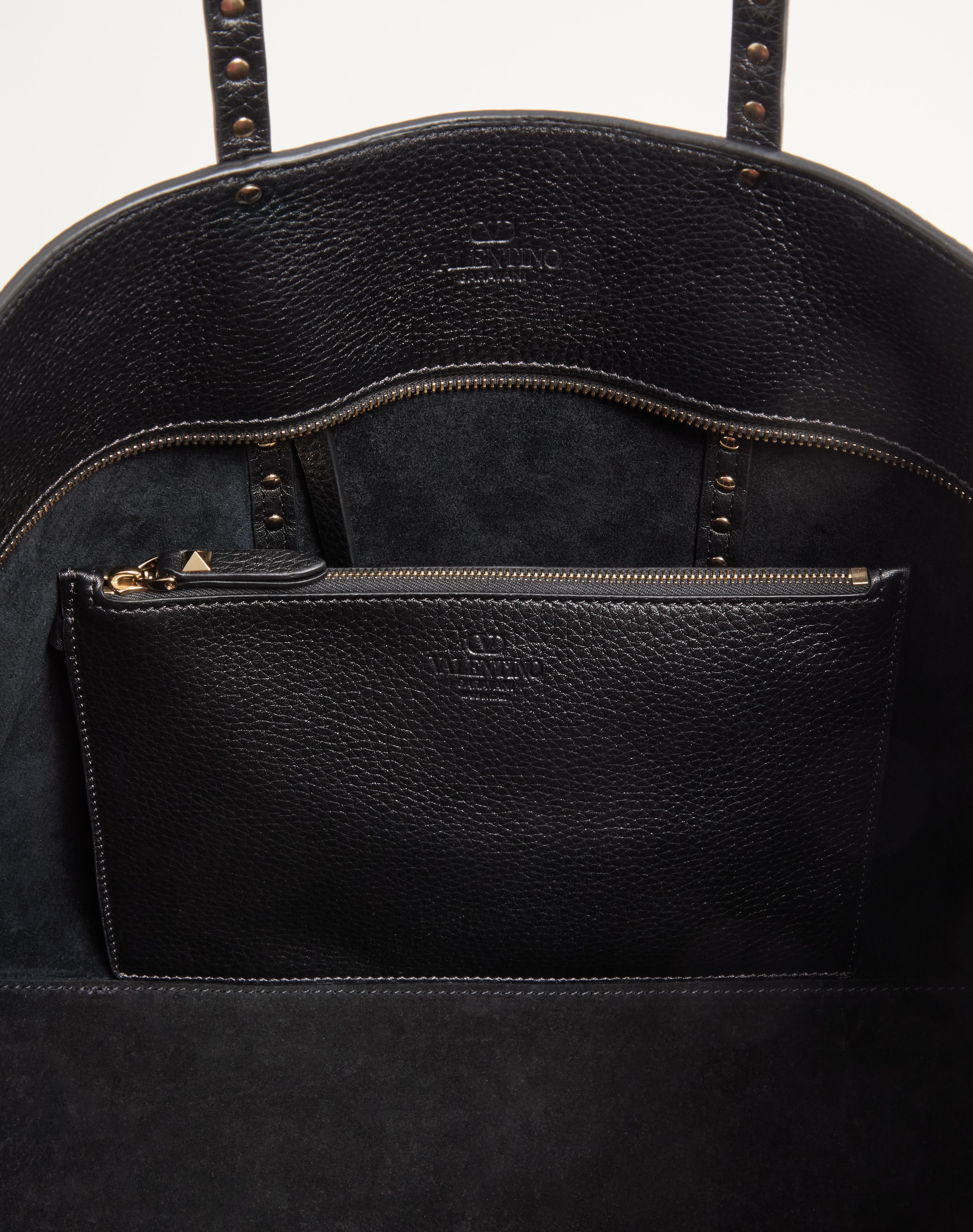 VALENTINO GARAVANI ROCKSTUD SHOPPING BAG IN GRAINY CALFSKIN - 5