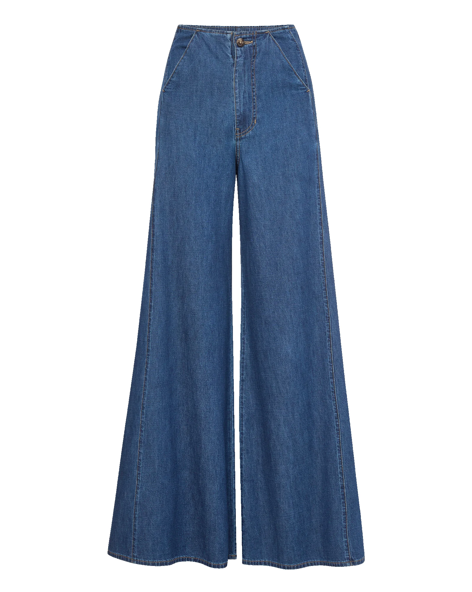 DIGBY WIDE-LEG CHAMBRAY PANT - 1