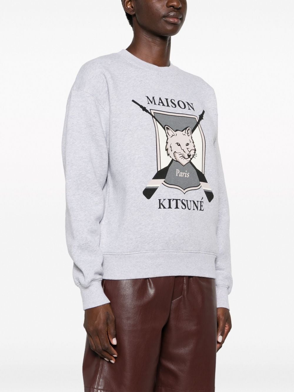 fox-motif mélange cotton sweatshirt - 3