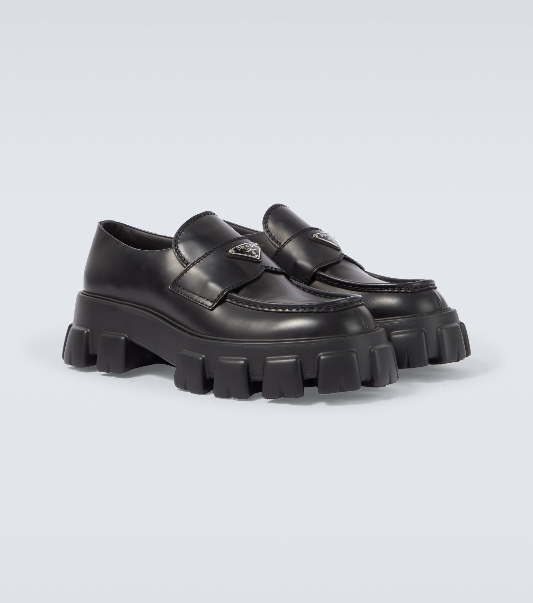 Logo leather platform loafers - 5