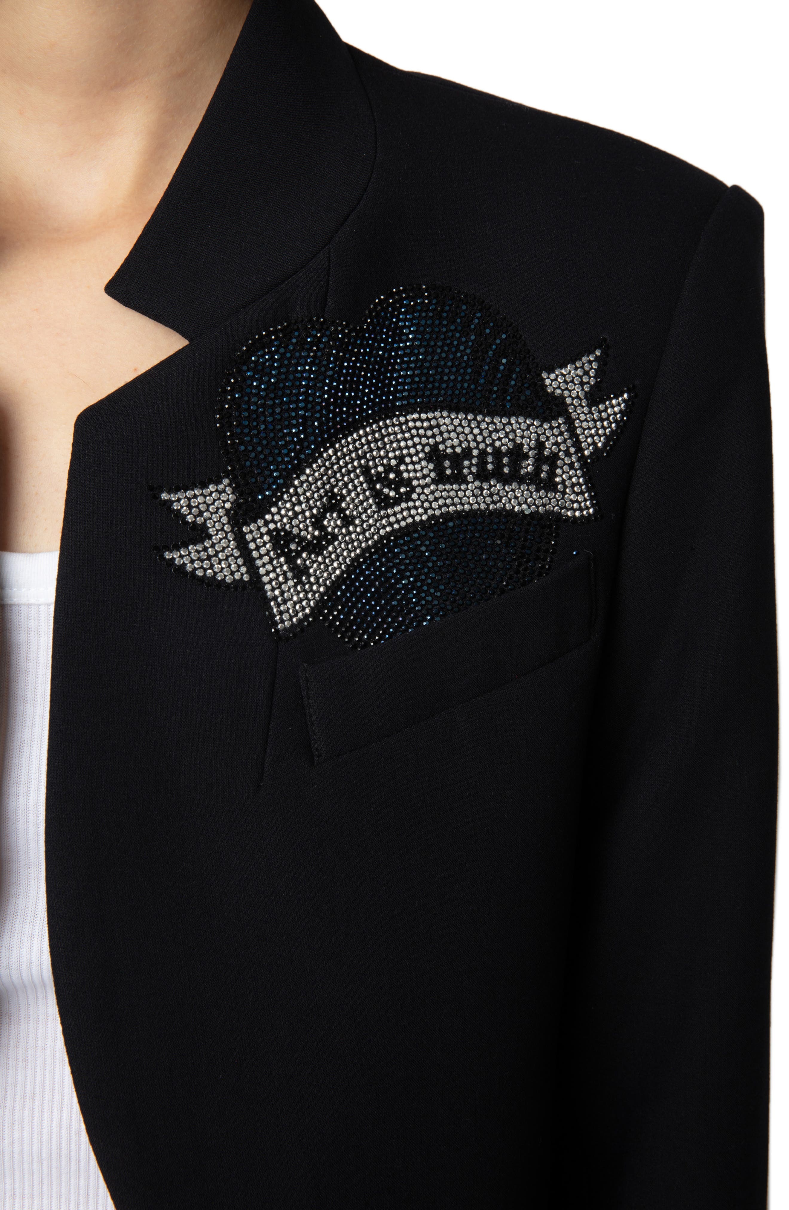 Zadig & Voltaire Very Bis Multistrass Open Front Blazer in Encre at Nordstrom - 3