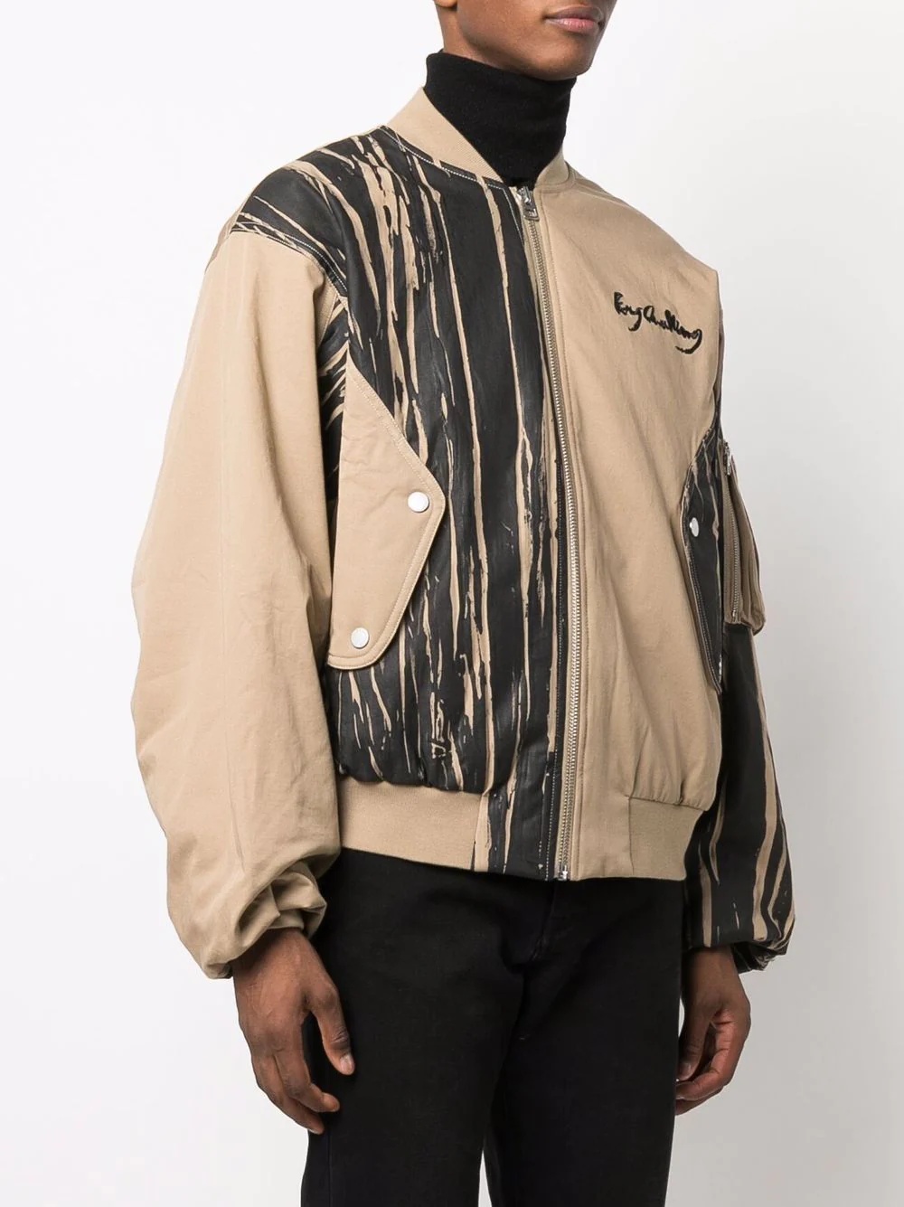 striped graphic bomber jacket - 3