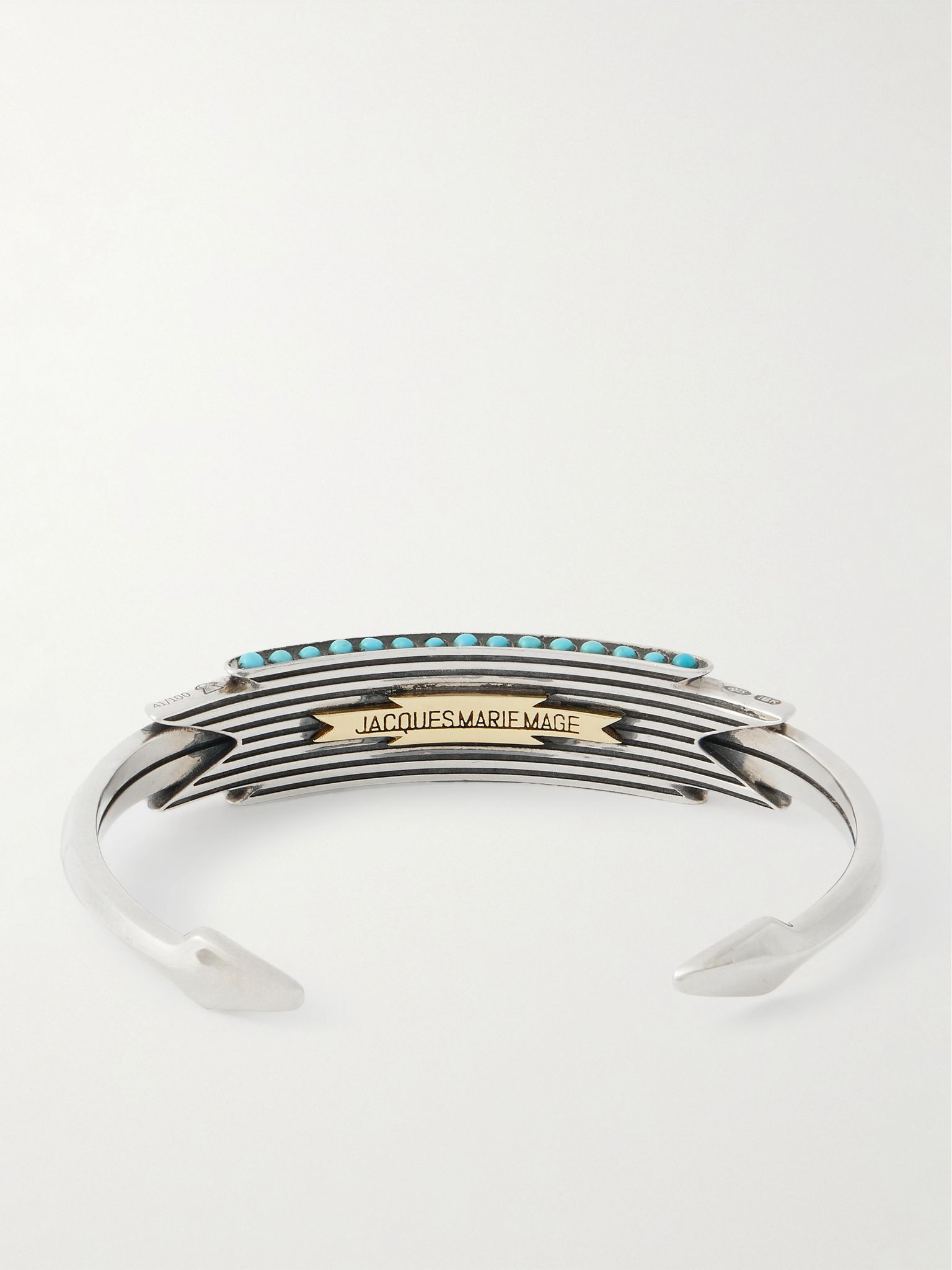 Weston Sterling Silver, Kingman Turquoise and 18-Karat Gold Cuff Silver - 3