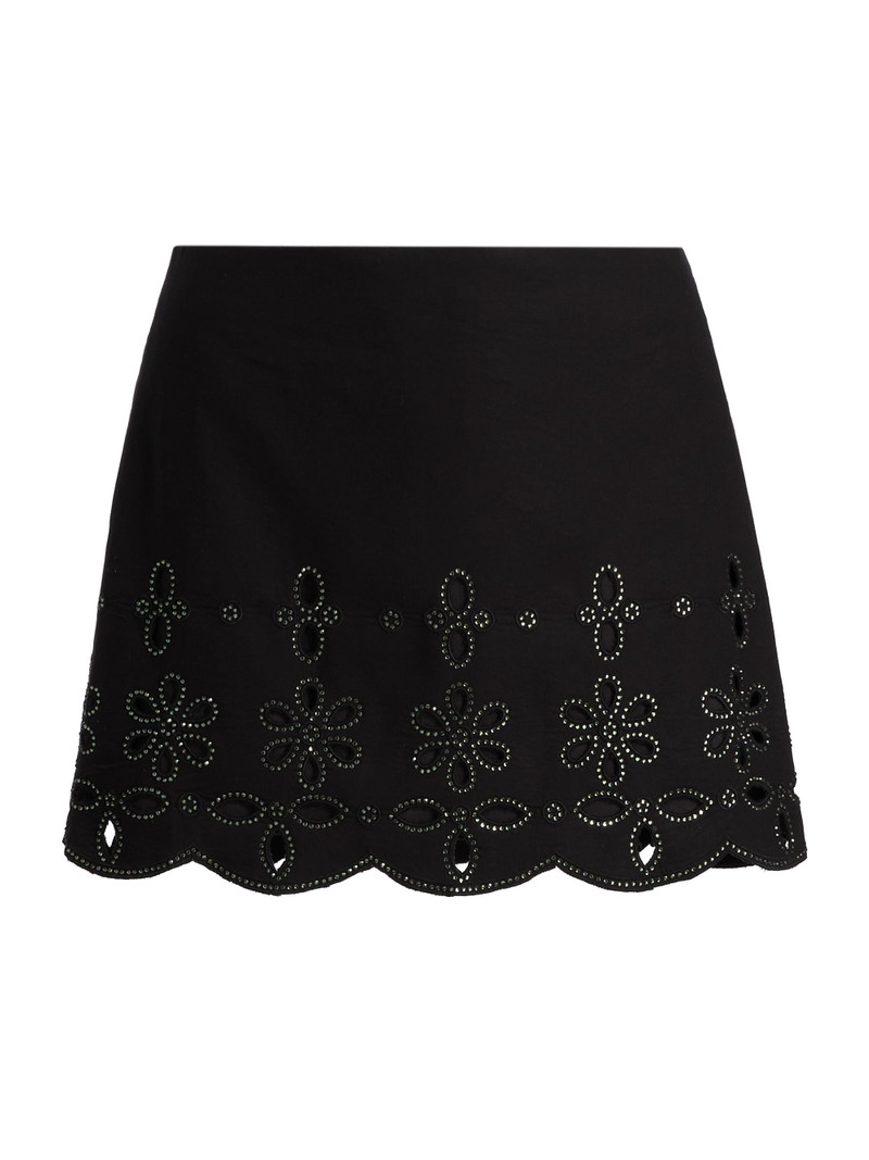 Women's Hira Crystal-Embellished Floral Cotton Miniskirt - Black 1