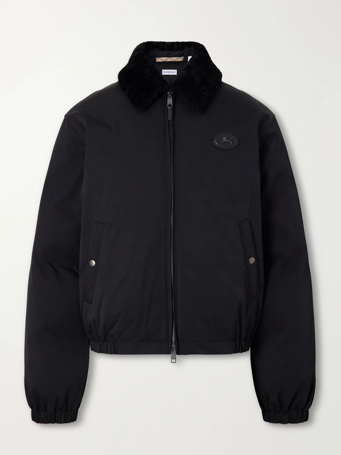 Logo-Appliqué Shearling and Leather-Trimmed Padded Shell Blouson Jacket - 1