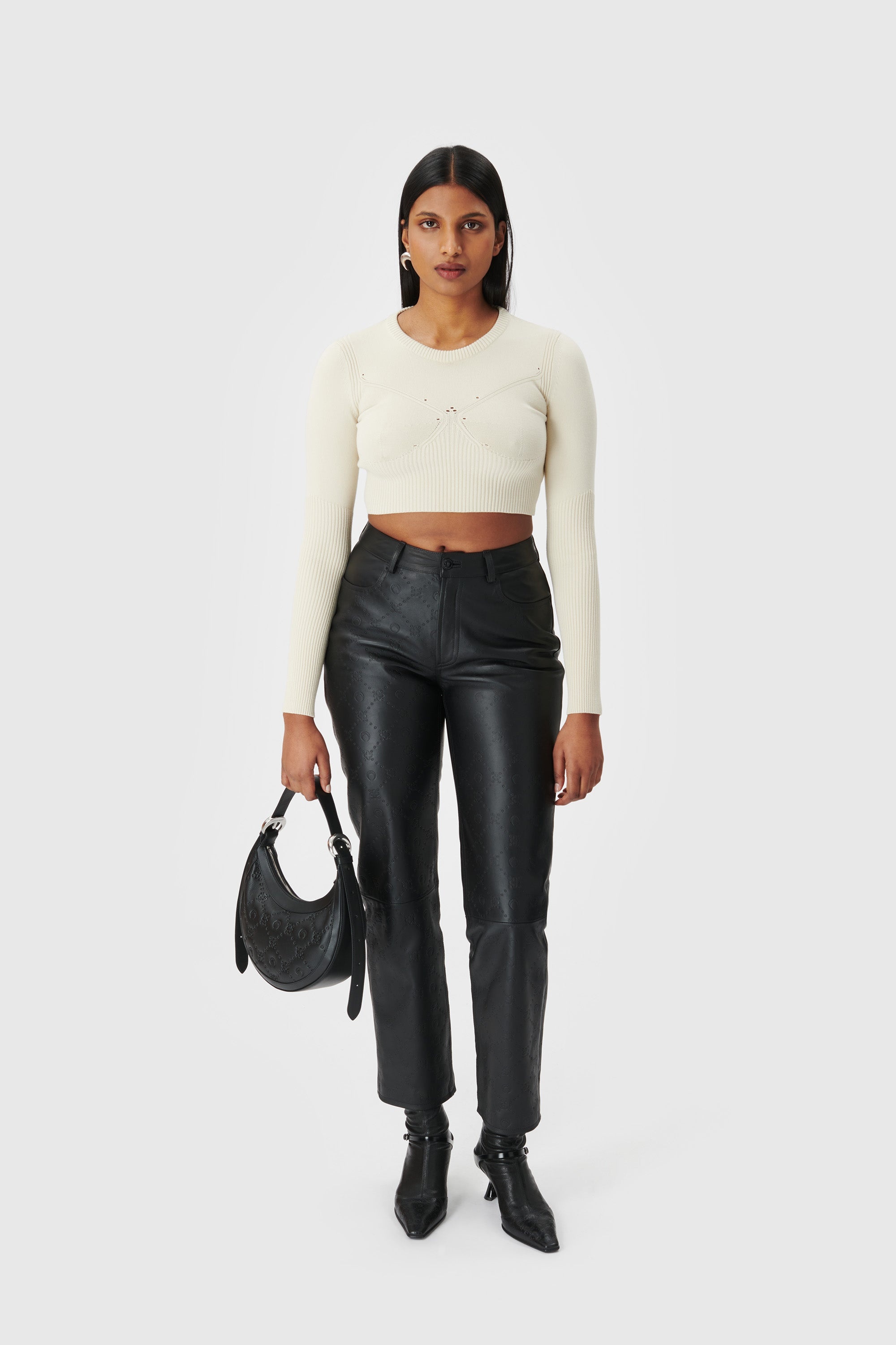 Regenerated Moonogram Sraight Leather Trousers - 2