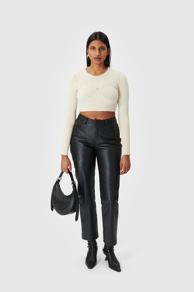 Marine Serre Regenerated Moonogram Sraight Leather Trousers outlook