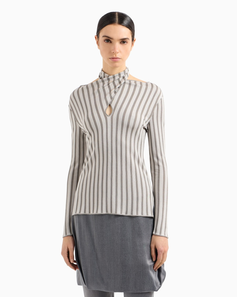 GIORGIO ARMANI VISCOSE JUMPER WITH JACQUARD STRIPES outlook