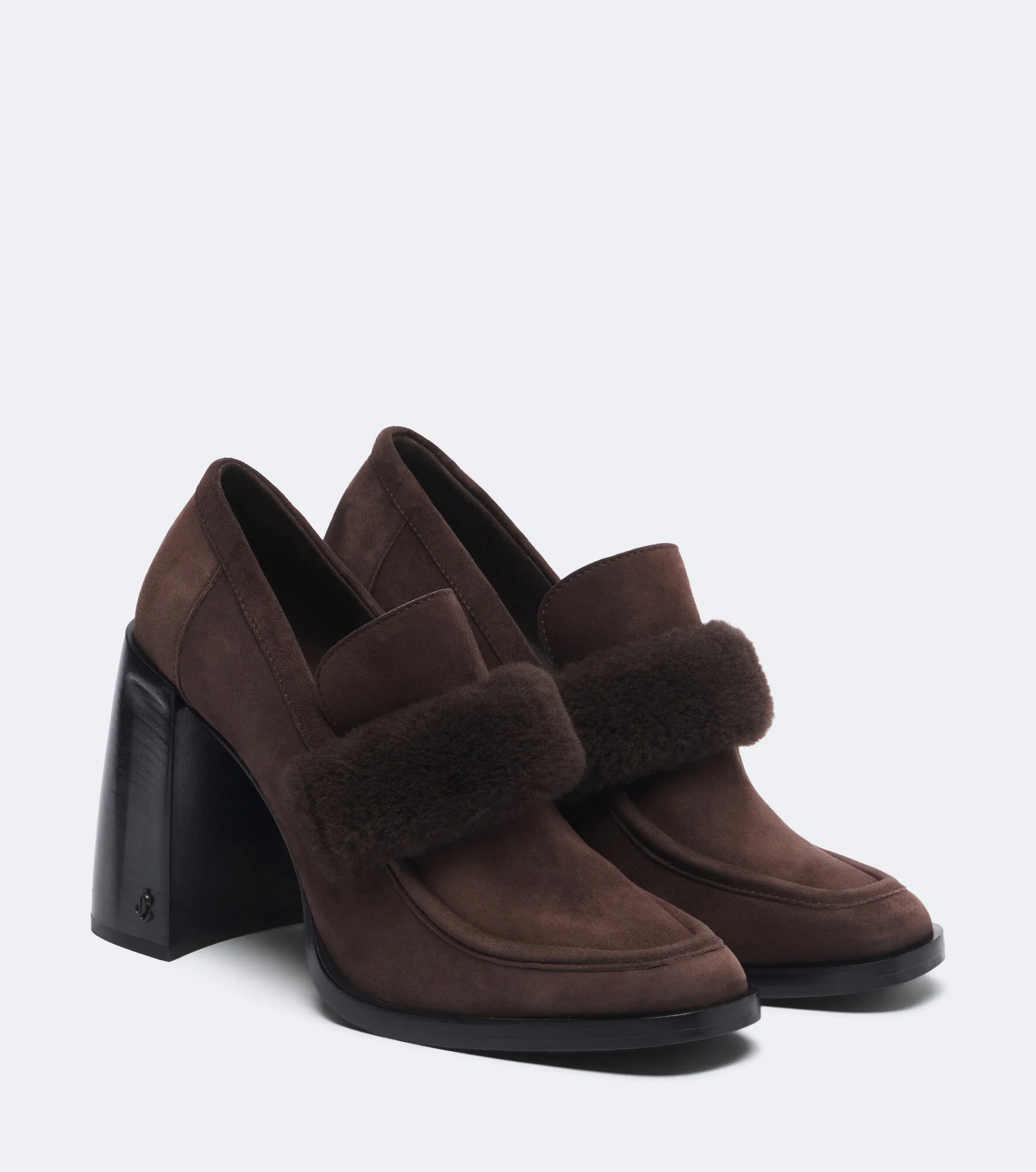 Tylor shearling-trimmed suede loafer pumps - 1