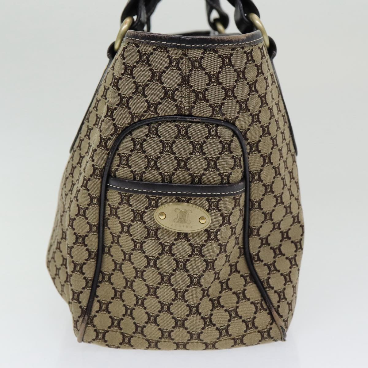 CELINE Macadam Canvas Hand Bag Beige Gold - 4