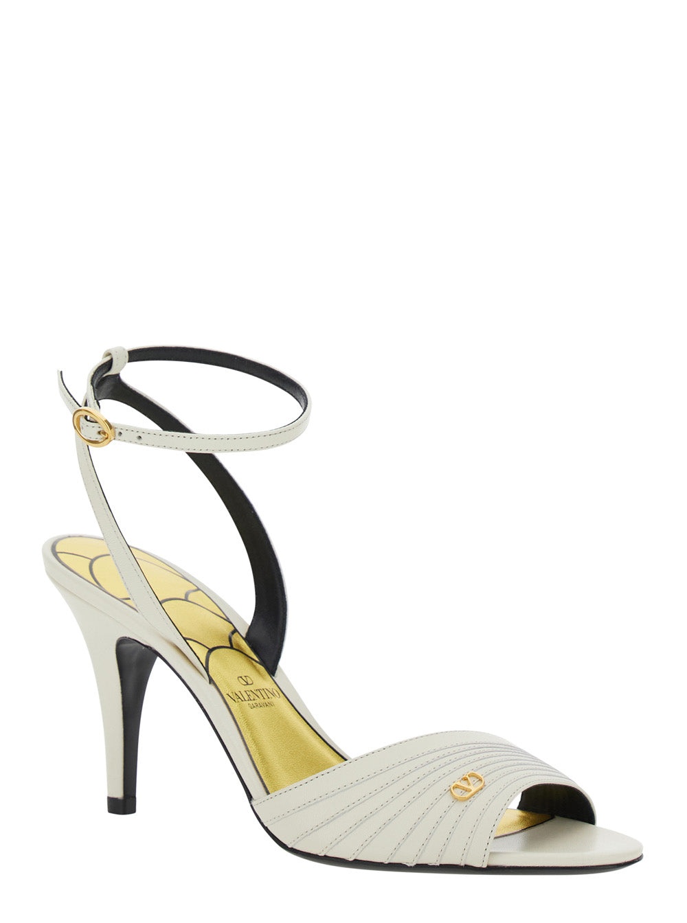 Valentino Garavani Women 'Ladycrush' White Pumps With Vlogo On The Front And Ankle Closure In Leathe - 5