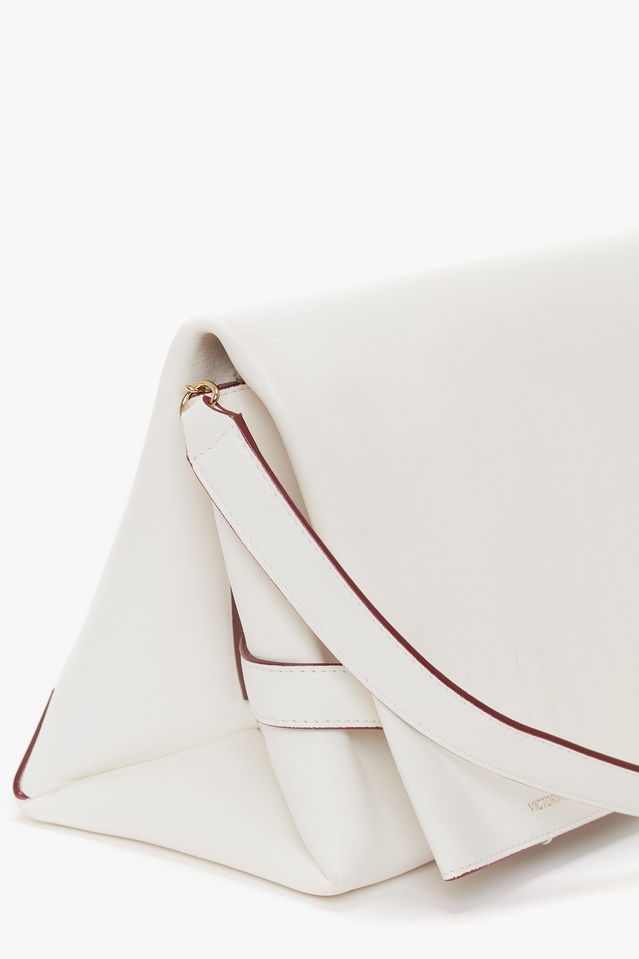 Mini Chain Pouch In White Leather - 7