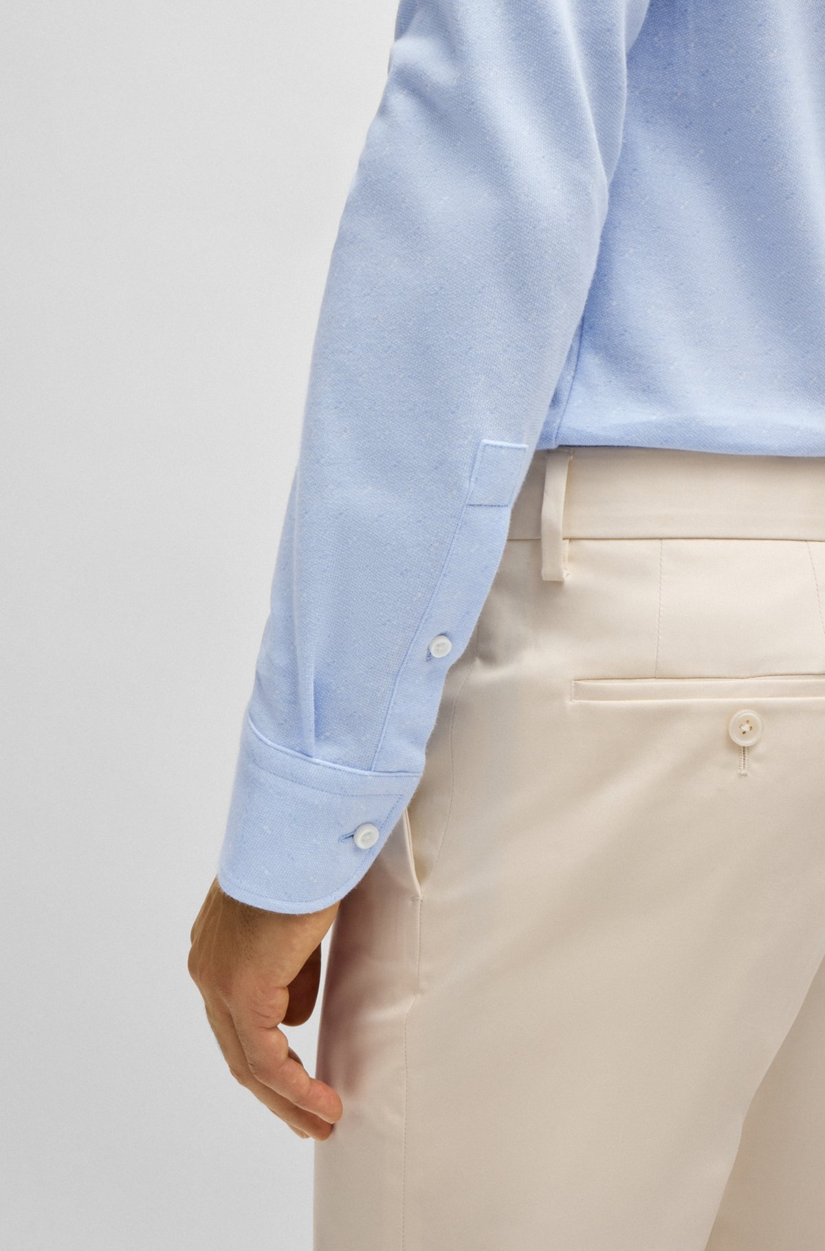 CASUAL-FIT SHIRT IN JACQUARD-PATTERNED COTTON JERSEY - 6