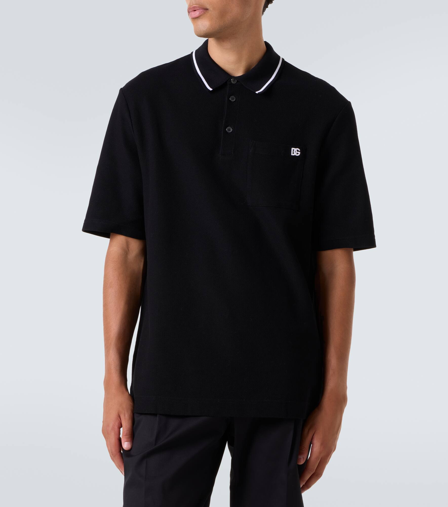 DG embroidered cotton polo shirt - 3