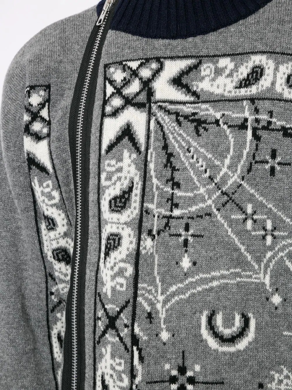 zip-detail abstract motif jumper  - 5