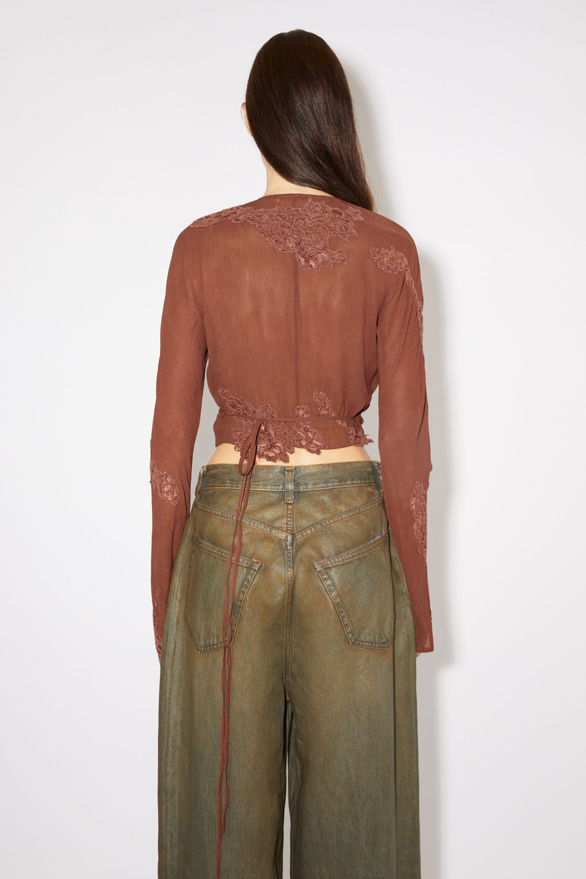 Wrap lace top - Rust brown - 3
