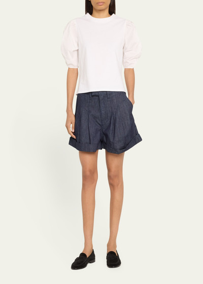 FRAME Pleated Wide-Cuff Shorts outlook