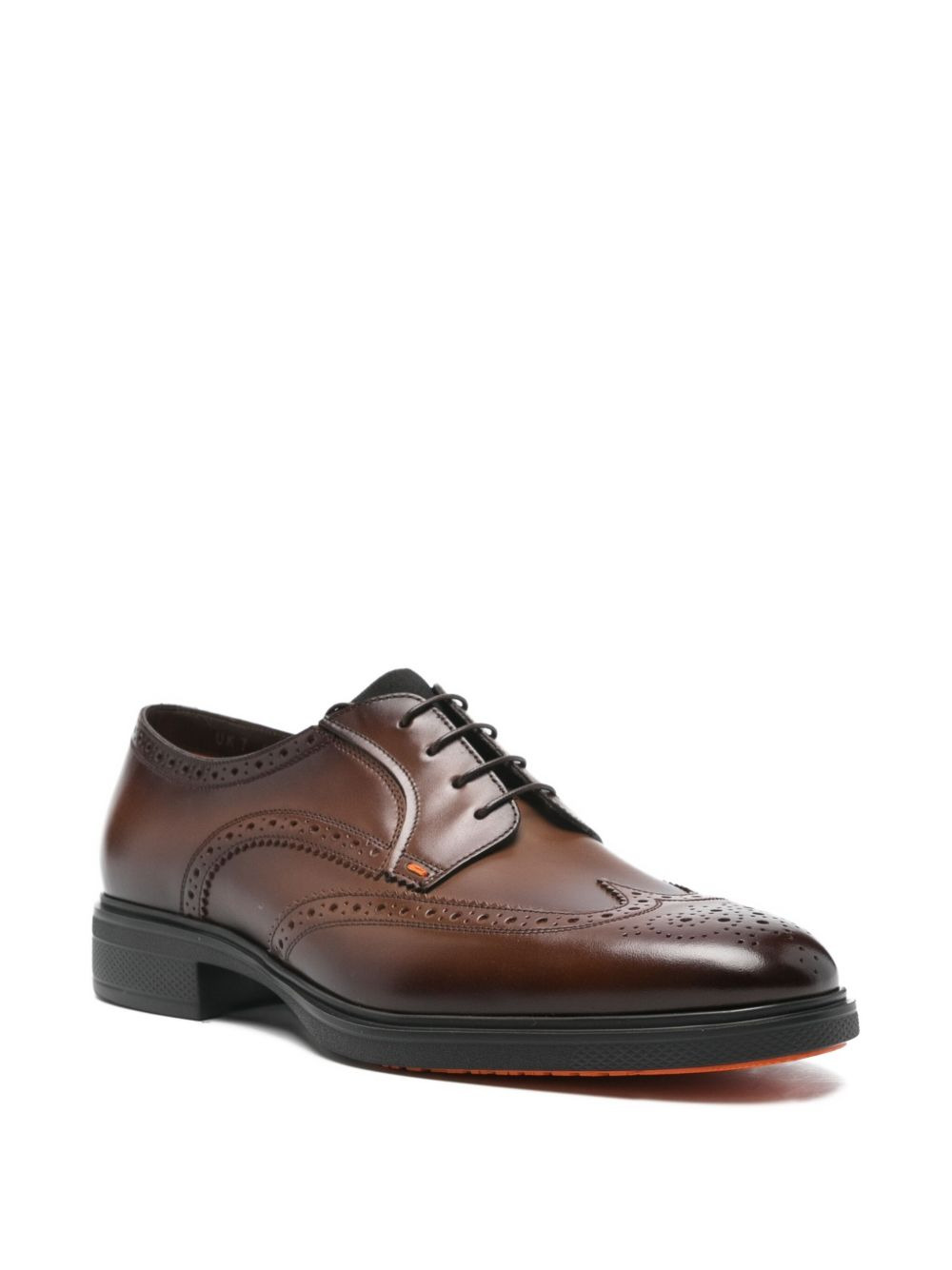 brogue-detail leather derby shoes - 2