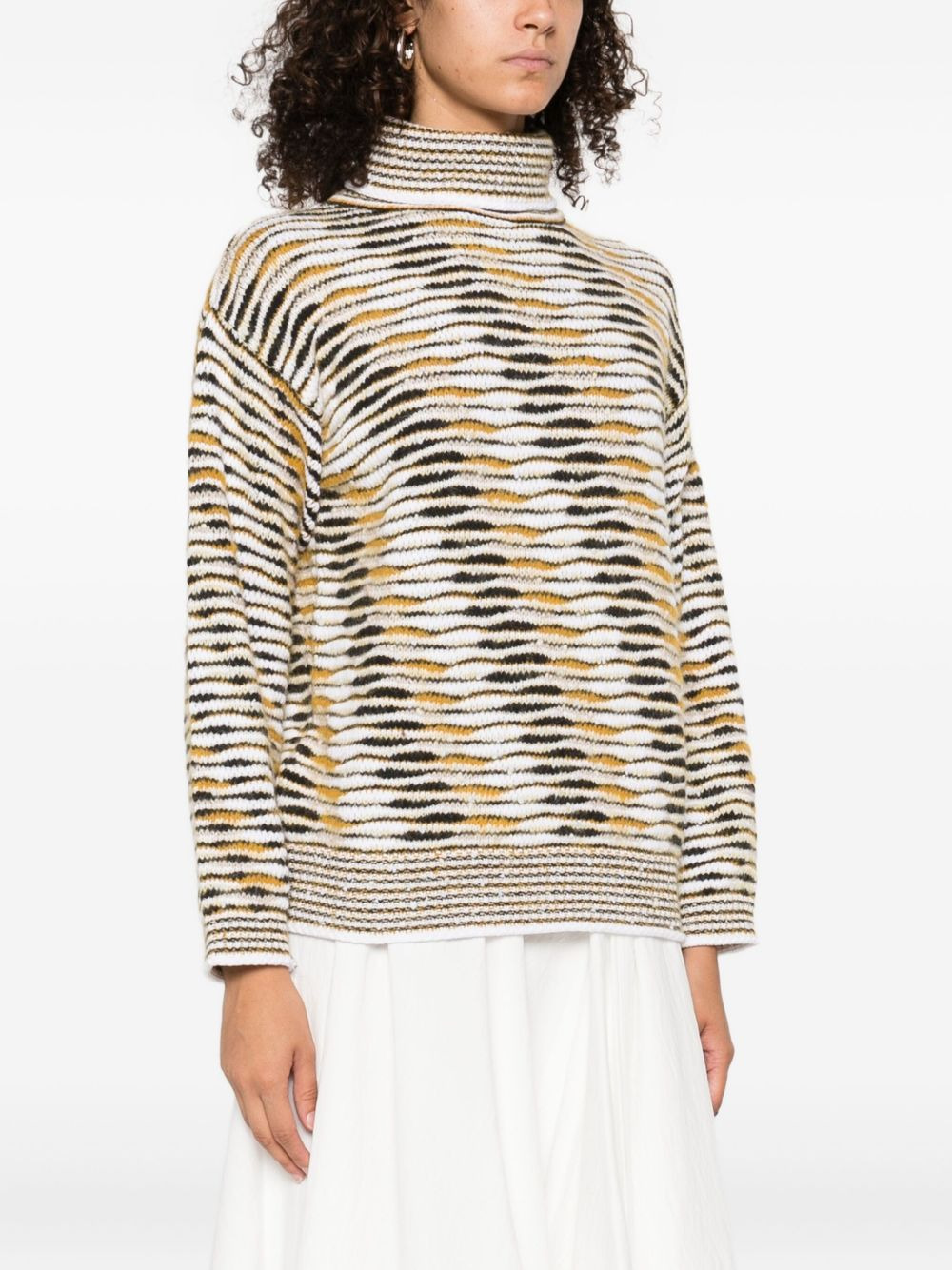 high-neck flame-pattern sweater - 3