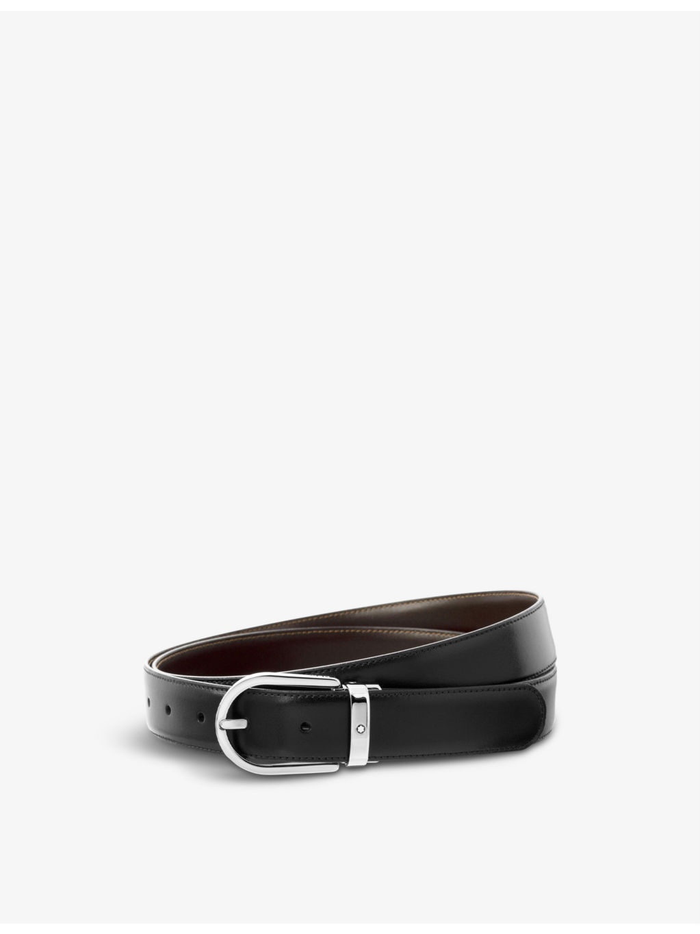 Horseshoe-buckle leather belt - 1