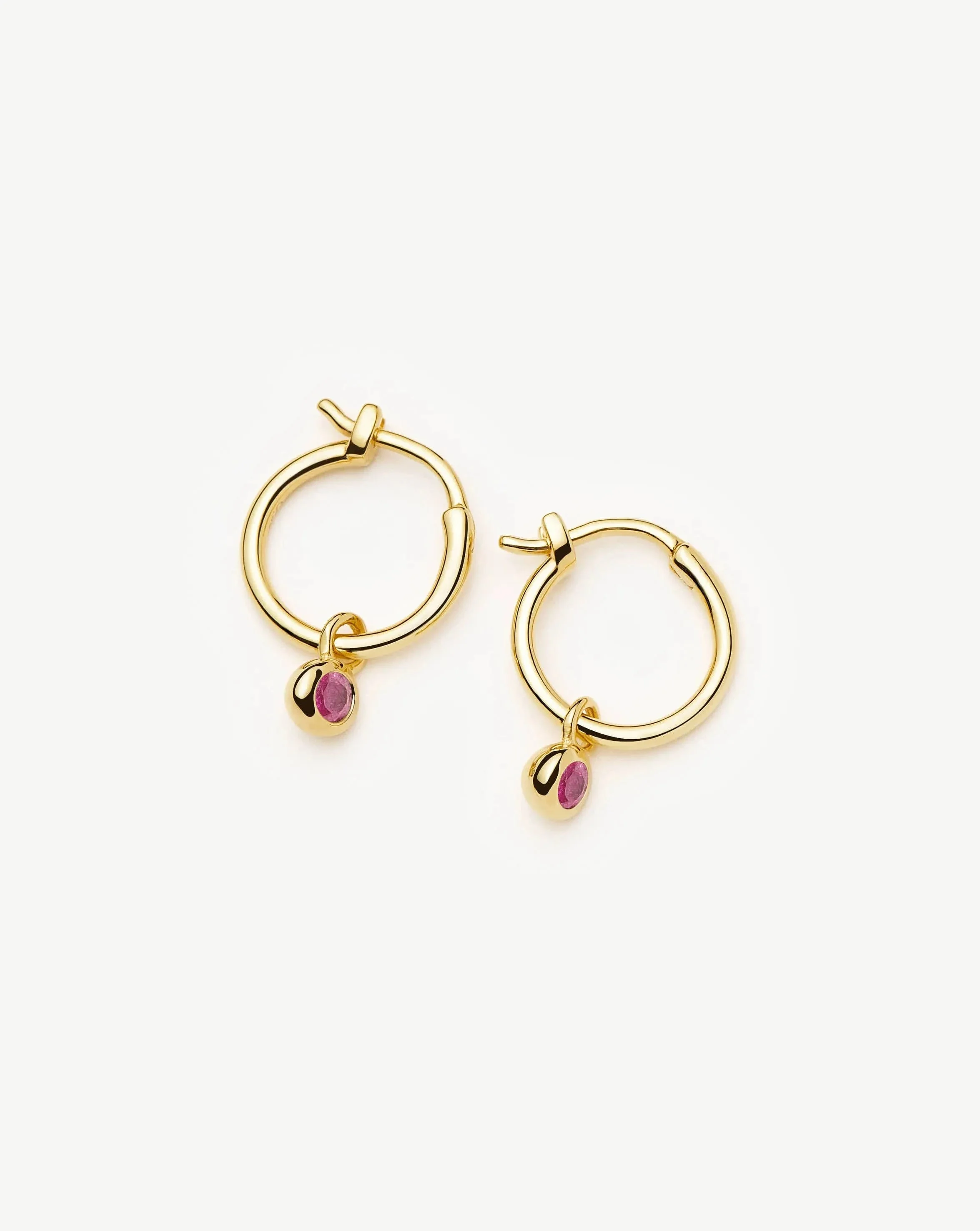 October Birthstone Mini Charm Hoop Earrings - 1